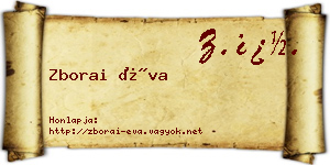 Zborai Éva névjegykártya